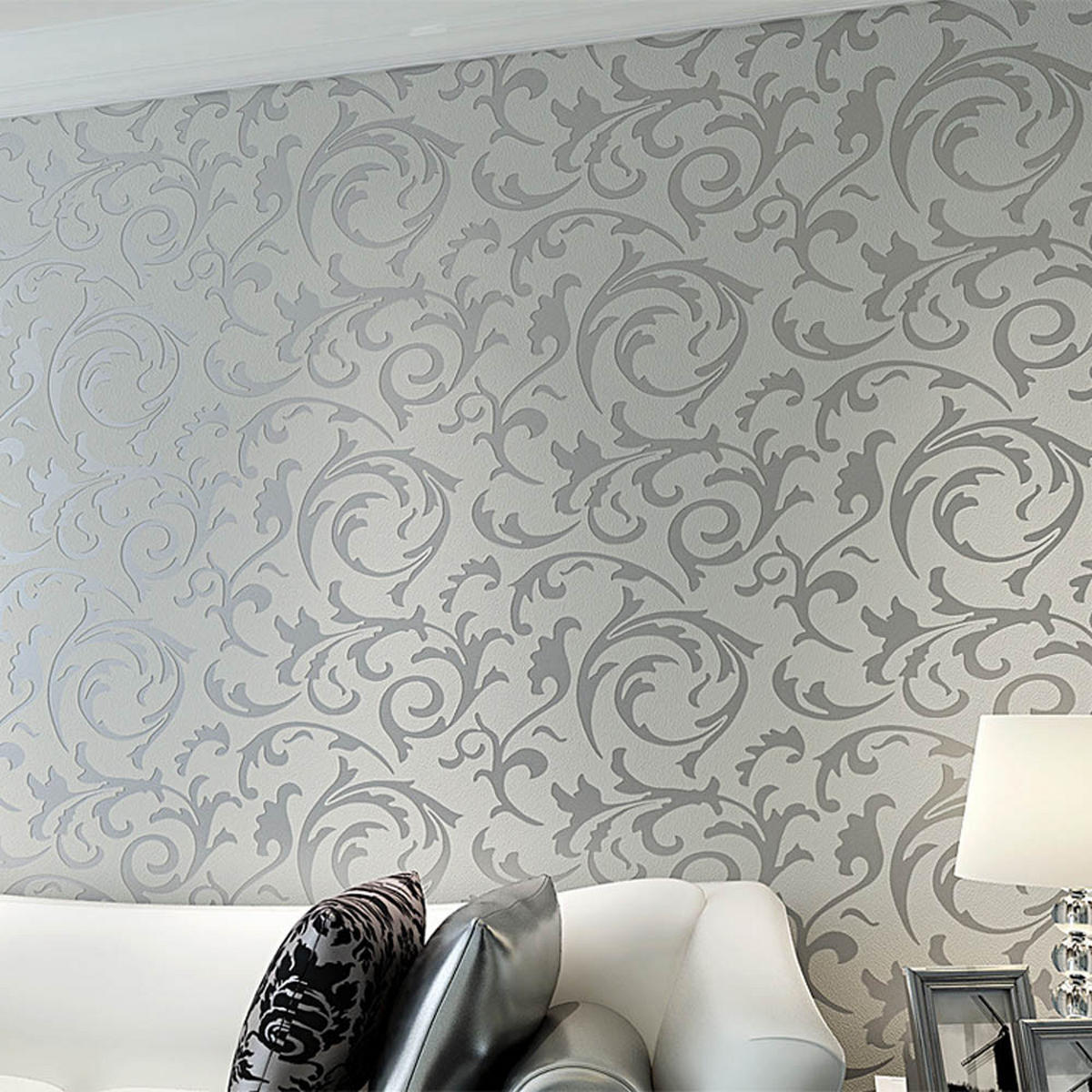 VLIESTAPETE 5m²/950 x 53 cm Silbergrau - Silberfarben, Naturmaterialien (950/53cm) - Livingandhome