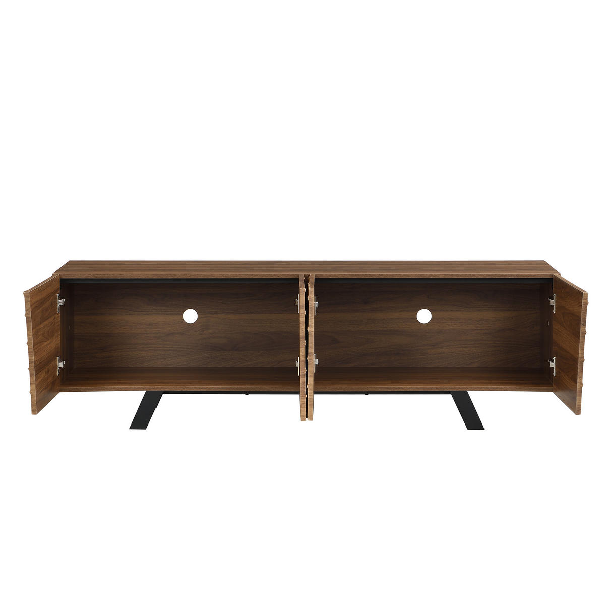 TV-ELEMENT 160/39/50.5 cm Walnuss mit schwarzen Eisenbeinen und Stauraum - Nussbaumfarben, Holz (160/50.5/39cm) - Oxeza