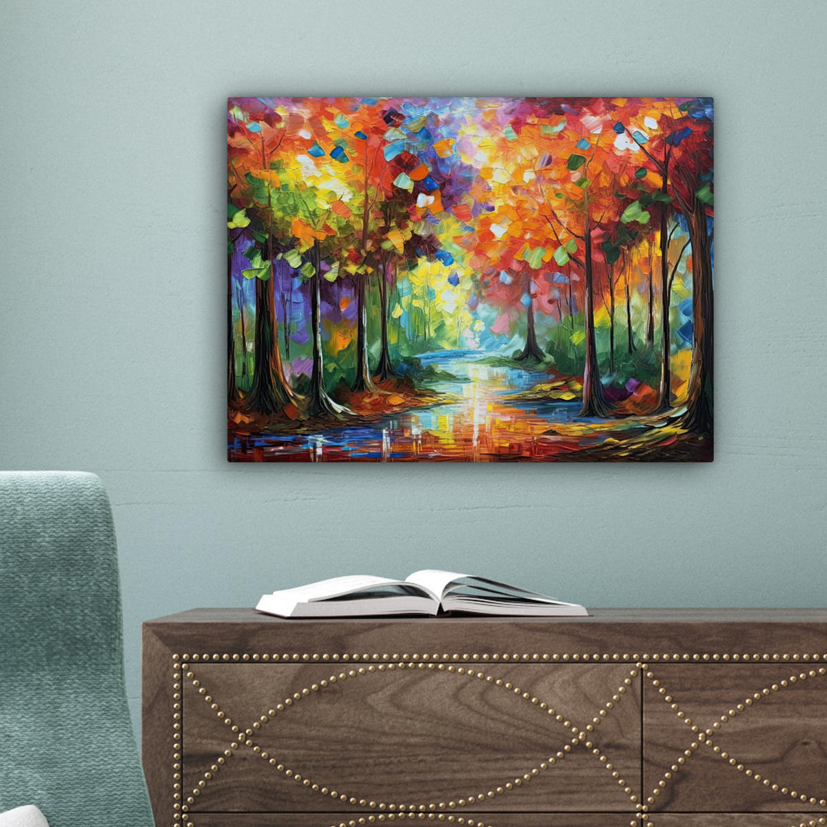 LEINWANDBILD Landschaft - Wald - Farben - Natur 40x30 cm - Multicolor, Textil (40/30cm) - MuchoWow