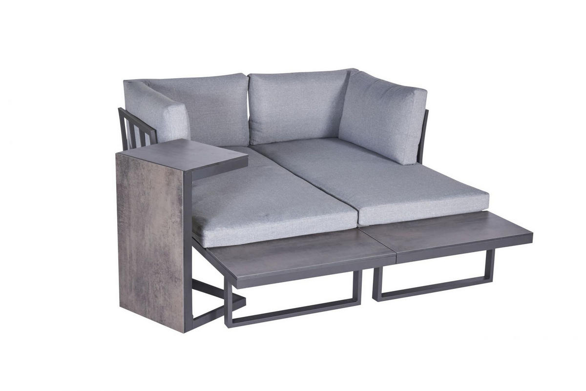 LOUNGESET 3tlg. Nairobi, Aluminium, HPL - Anthrazit/Grau, Metall - dasmöbelwerk