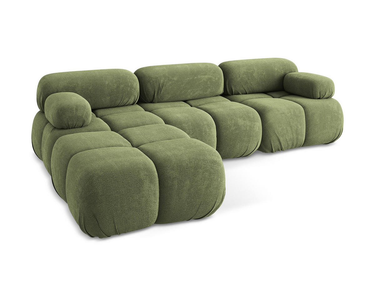 ECKSOFA Beidseitig Chenille Stoff Grün - Schwarz/Grau, Kunststoff/Textil (285/191cm) - Makamii