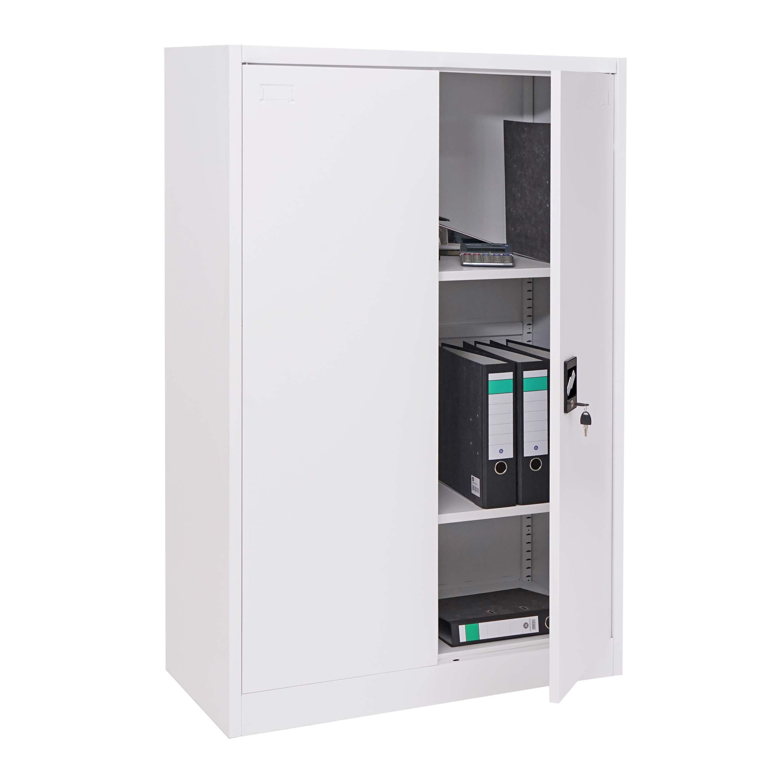 AKTENSCHRANK 140x90x40cm 2 Türen abschließbar Metall Weiß - Weiß, Metall (90/140/40cm) - PROREGAL