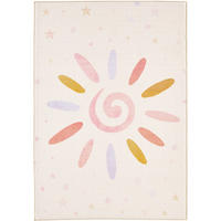 TEPPICH Kinder Flachgewebe Sonnenblume-Motiv Polyamid rutschfest Kinderzimmer Creme Rechteckig 140x200 - Creme, Textil (140/200cm) - KADIMA DESIGN