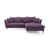 ECKSOFA GLAM mit Schlaffunktion, Ottomane & goldenen Füßen – Samtsofa im Glamour-Stil mit Zierkissen, 258x167x91 cm, rechte, lila​ - Lila, Holz/Textil (258/167cm) - DomoHome