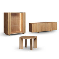 WOHNWAND Travertino 3-tlg Wildeiche Natur 350 / 63 / 206cm ohne Travertin Naturstein - Wildeiche/Eichefarben, Holz (350/206/63cm) - Feldmann-Wohnen