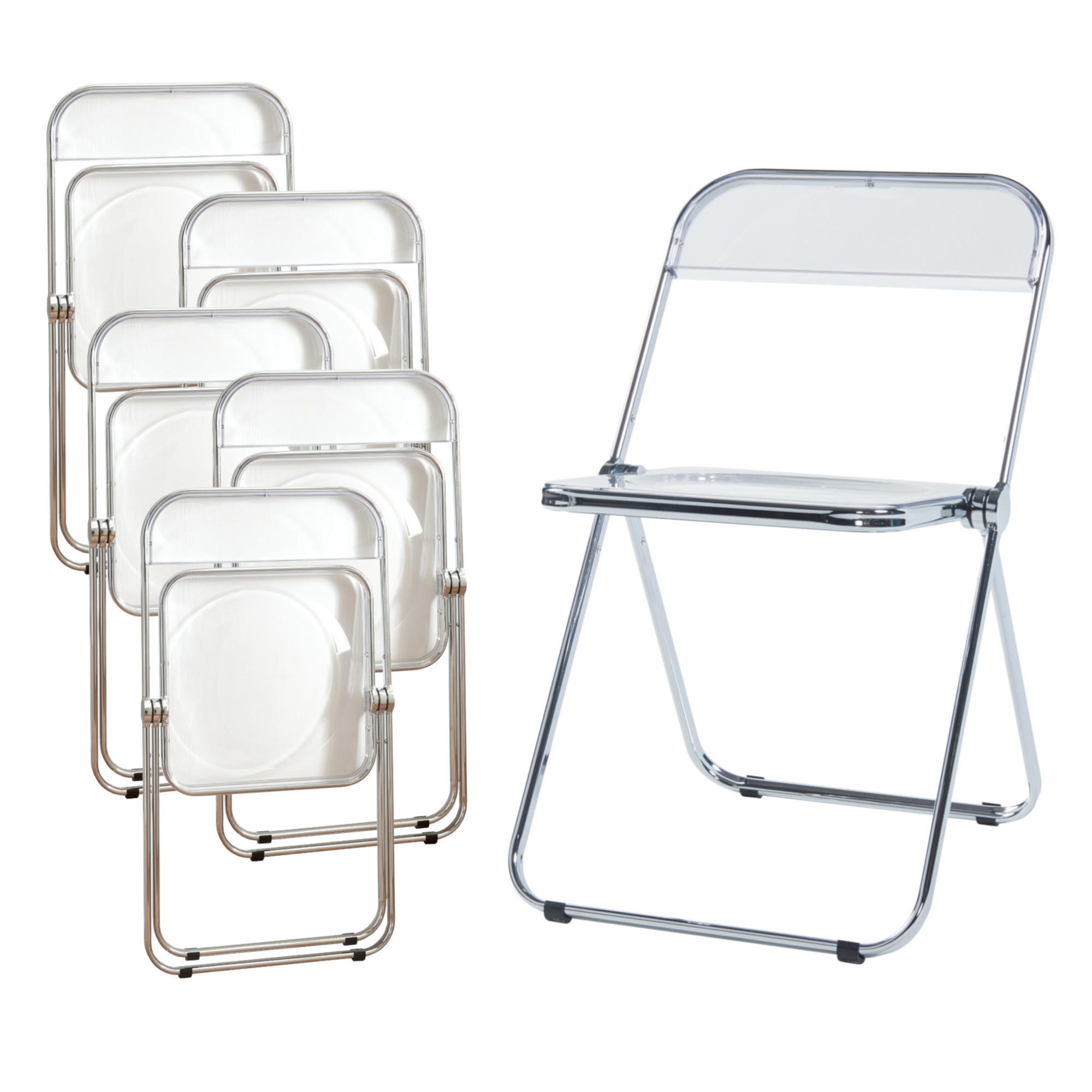 KLAPPSTUHL-SET Pornainen 6 TLG. - Transparent, Kunststoff/Metall (46/74/47cm) - [en.casa]