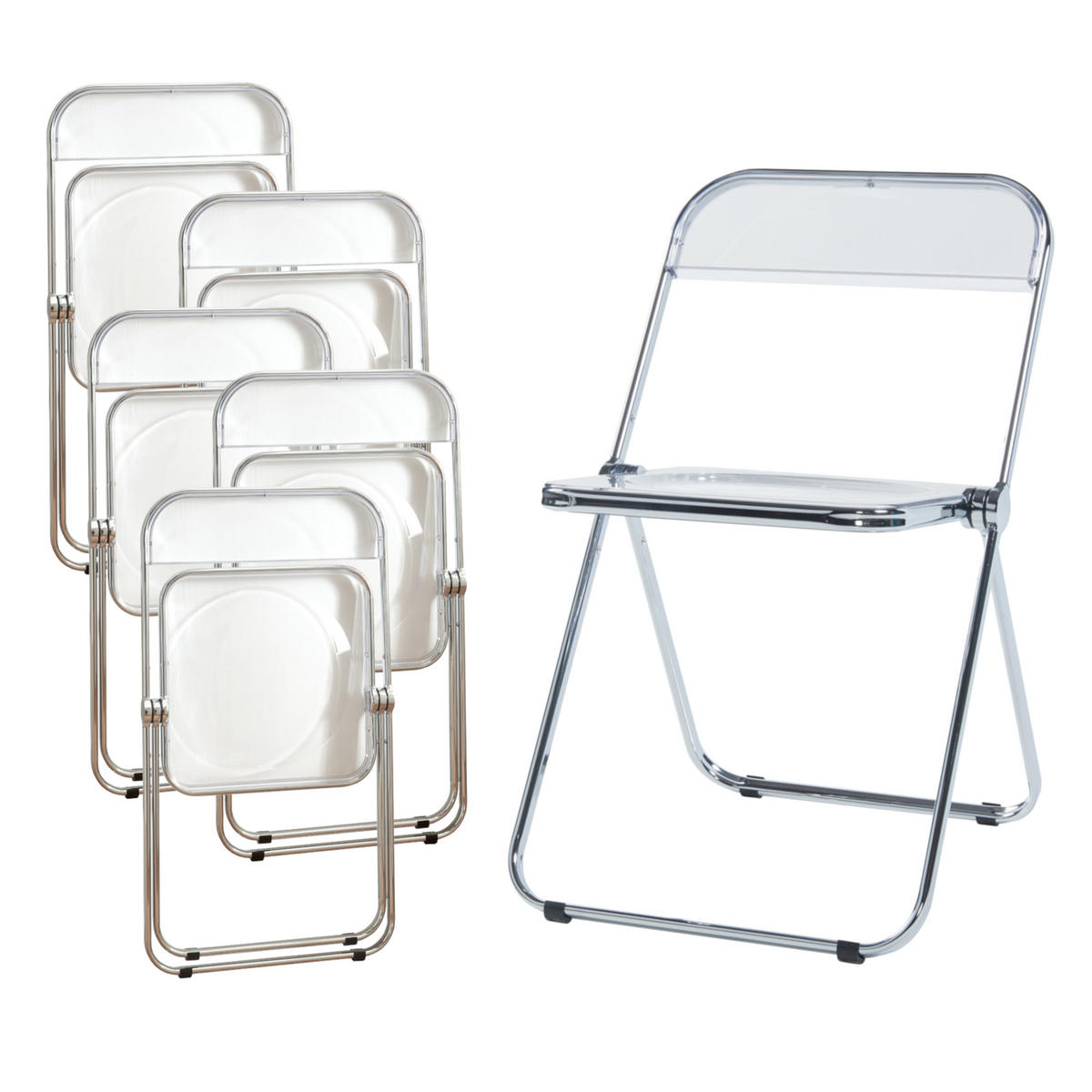 KLAPPSTUHL-SET Pornainen 6 TLG. - Transparent, Kunststoff/Metall (46/74/47cm) - [en.casa]