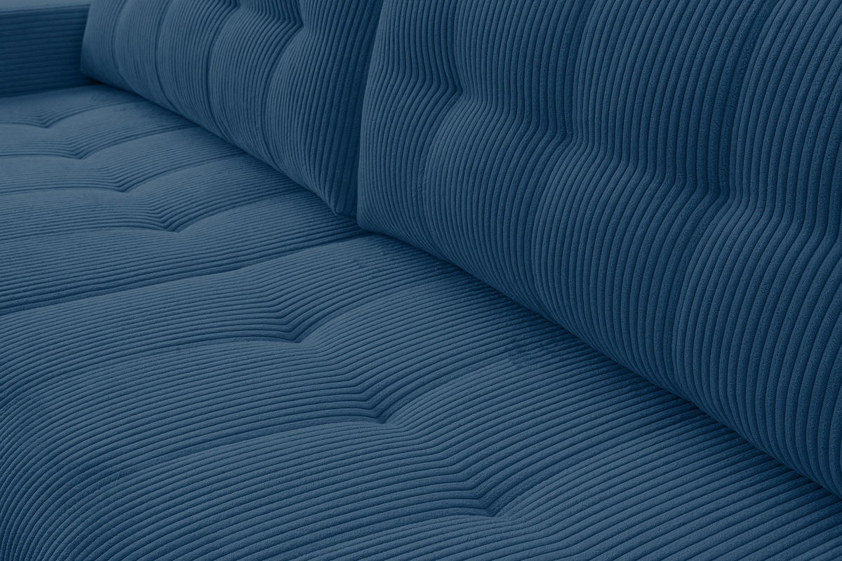ECKSOFA Palermo mit Schlaffunktion und Bettkasten in Cordstoff - Blau, Holz/Holzwerkstoff (245/143cm) - Ravio