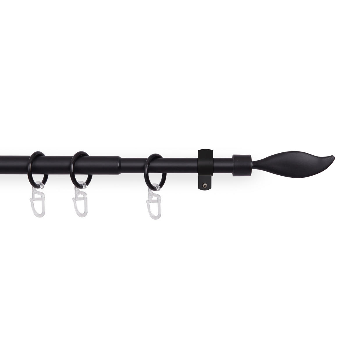 GARDINENSTANGENSET 120-220cm Schwarz Flamme - Schwarz, Metall (120cm)