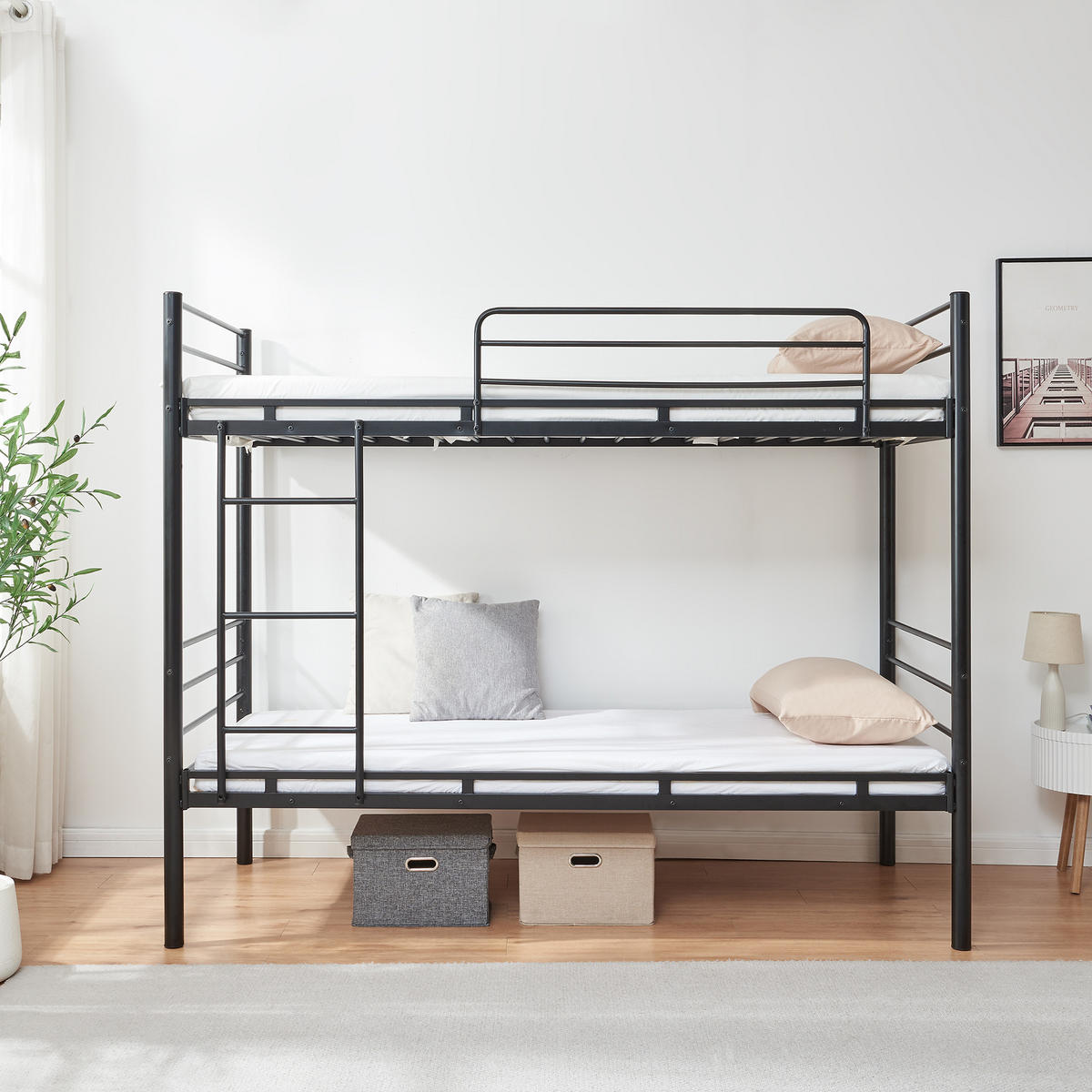 PATROVÁ POSTEL Bevapis - černá, kov - [en.casa]