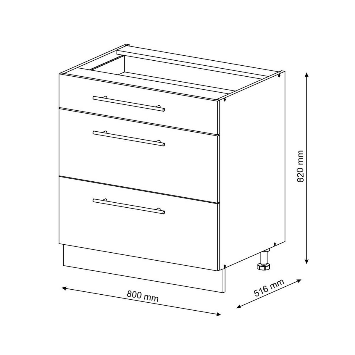 KÜCHENUNTERSCHRANK Fame-Line Anthrazit Hochglanz 80 cm AP Anthrazit - Anthrazit/Weiß, Holzwerkstoff (80/82/60cm) - Vicco