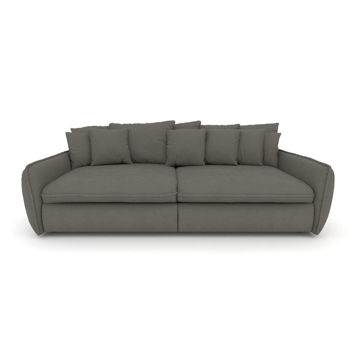BIGSOFA Hereford Flachgewebe Grün inkl. 11 Kissen 234/131/61 cm - Graubraun, Kunststoff/Textil (234/61/131cm) - foamnova