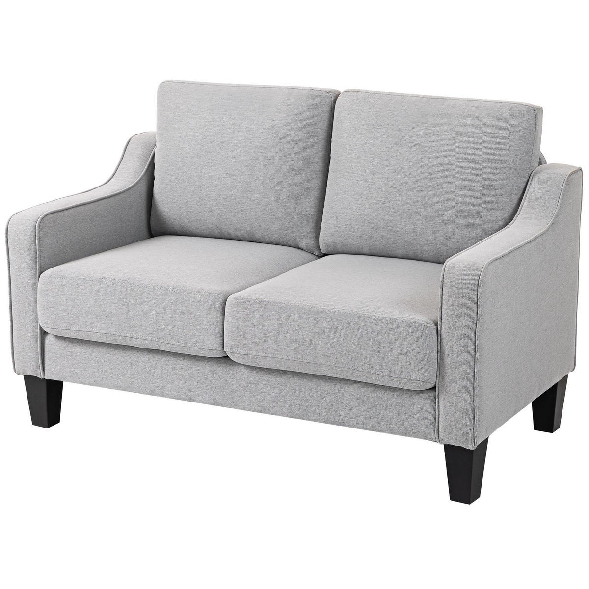 SOFA, 2-Sitzer, Leinenoptik, modern, platzsparend, hellgrau, 136x77x86cm - Multicolor, Holzwerkstoff (136/86/77cm) - FORIOUS