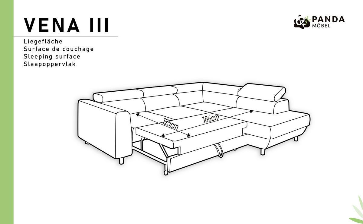 ECKSCHLAFSOFA Vena III mit Schlaffunktion und Bettkasten, Links montierbar, Braun - Braun, Holz (199/254cm) - Homesy