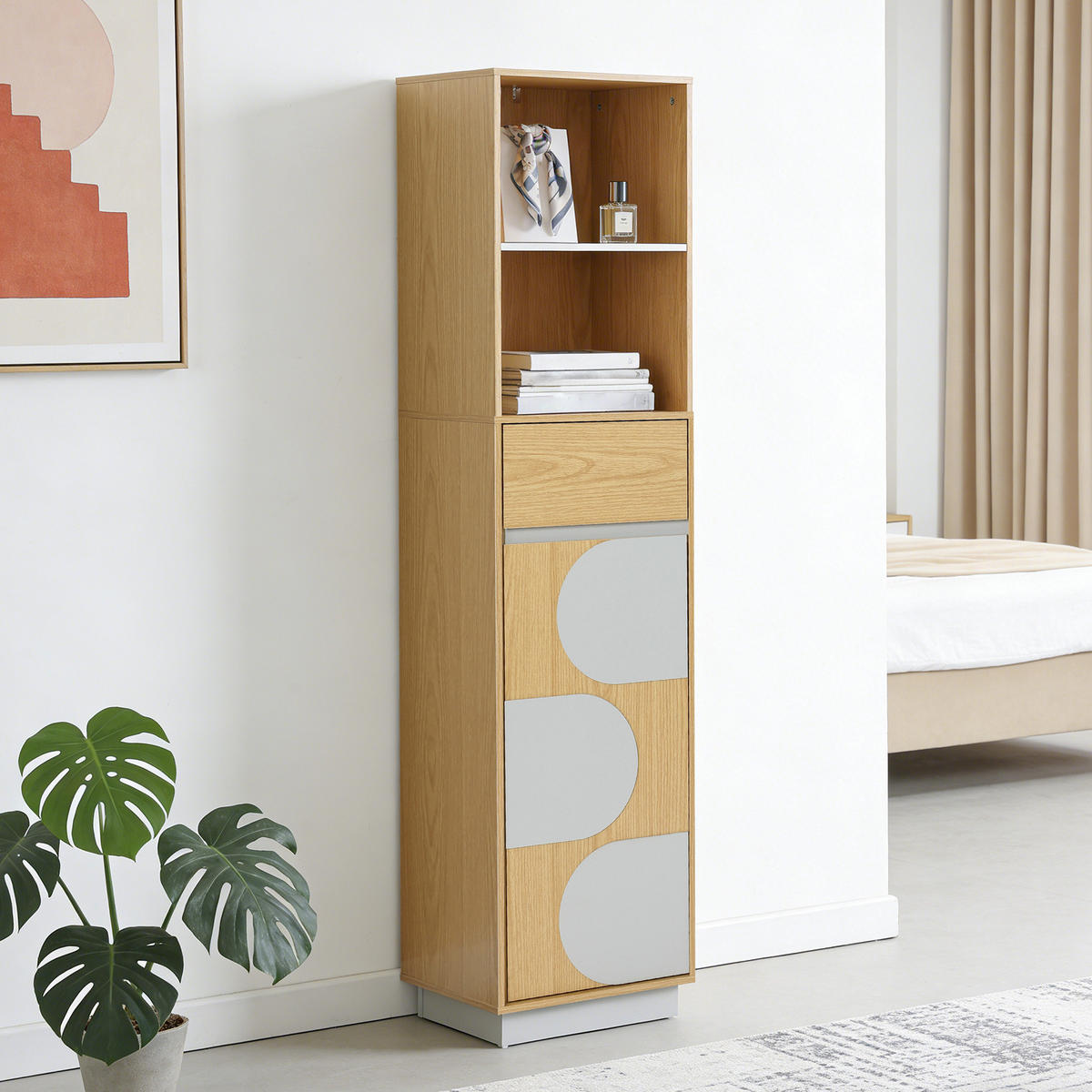 BADEZIMMERSCHRANK 166 cm - Akaziefarben, Holz (30/165/40cm)