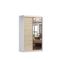 SCHIEBETÜRENSCHRANK - NOAH 05 Weiß + Sonoma - Weiß/Sonoma Eiche, Holzwerkstoff/Metall (120/200/61cm) - Möblo
