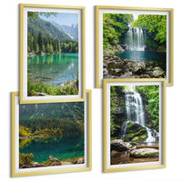 BILDER SET 4er Set - 50x50 cm & 40x60 cm Goldrahmen - Wasserfälle in grüner Umgebung - Goldfarben, Kunststoff (50/50cm) - TULUP