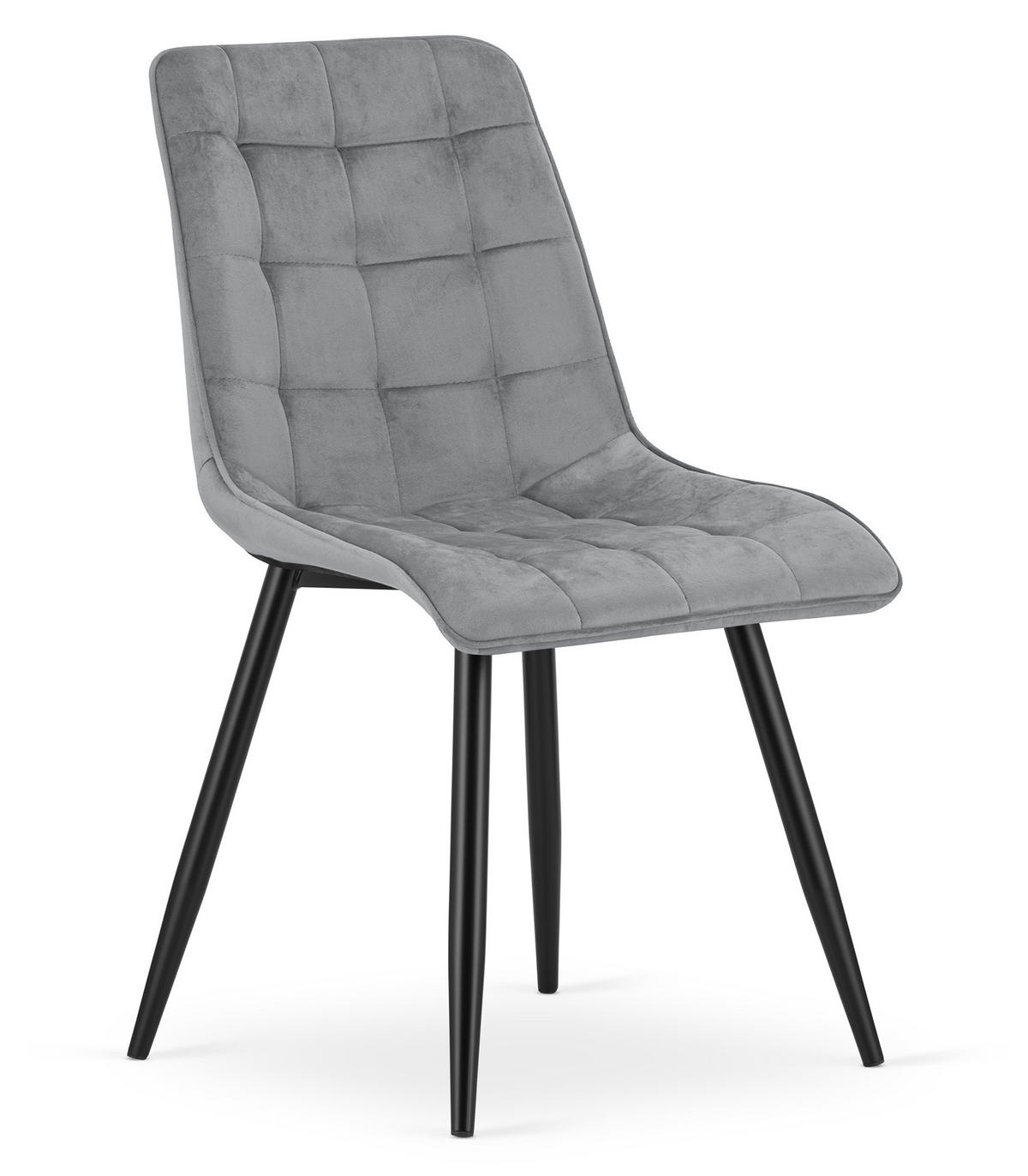 STUHL Hellgrau 49x60 cm SPLIT Samtbezug - Schwarz, Metall (49/59/60cm)