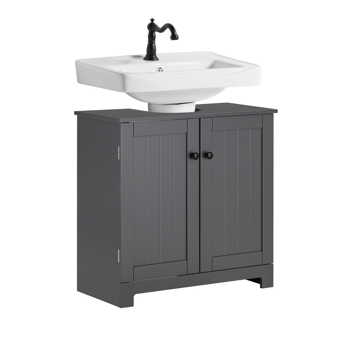 WASCHBECKENUNTERSCHRANK Grau - Grau, Holzwerkstoff (60/60/30cm) - SoBuy