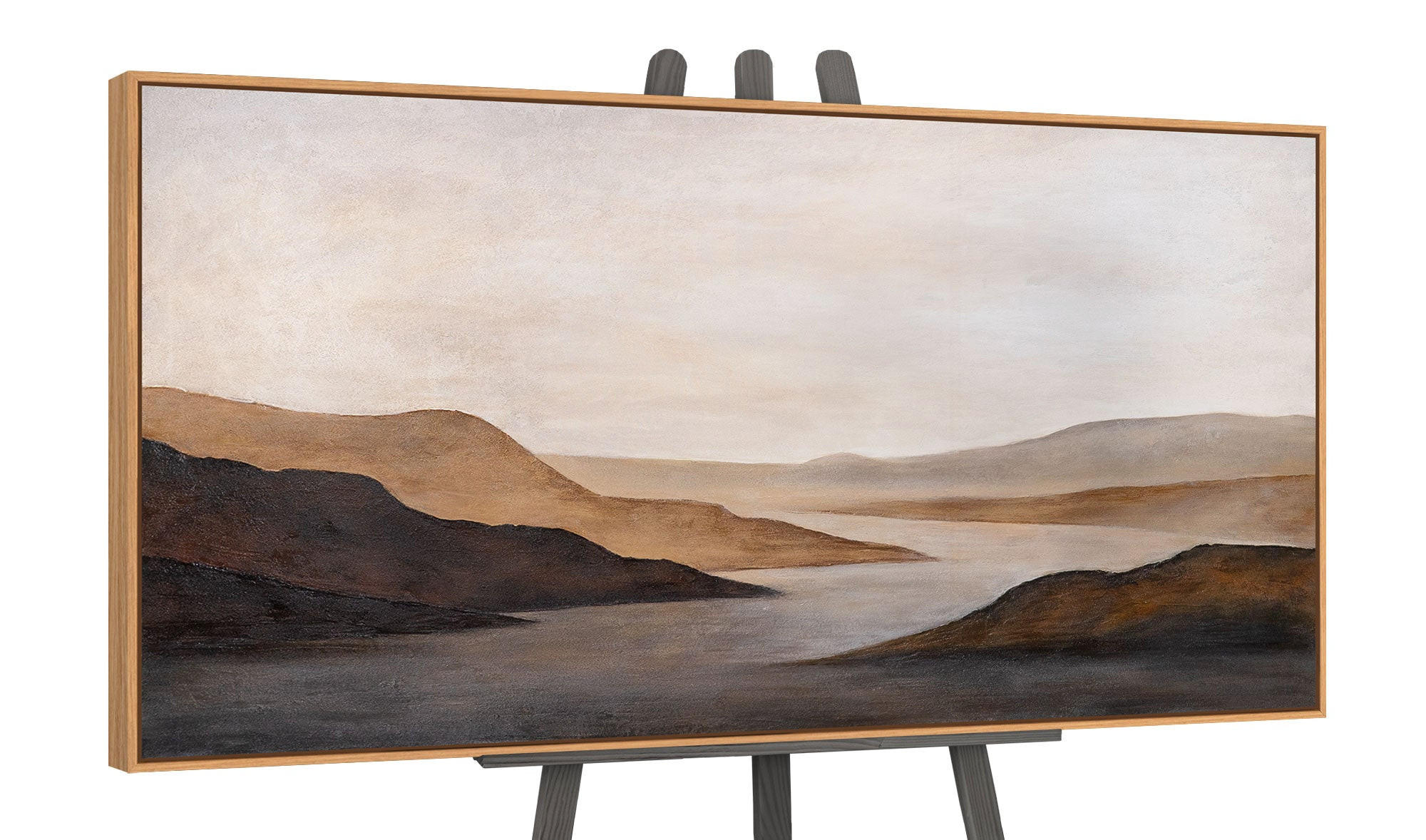 GEMÄLDE Sanfter Sonnenaufgang Schattenfugenrahmen Eichefarben 160x80 cm - Eichefarben, Holz (160/80cm) - YS-art gallery