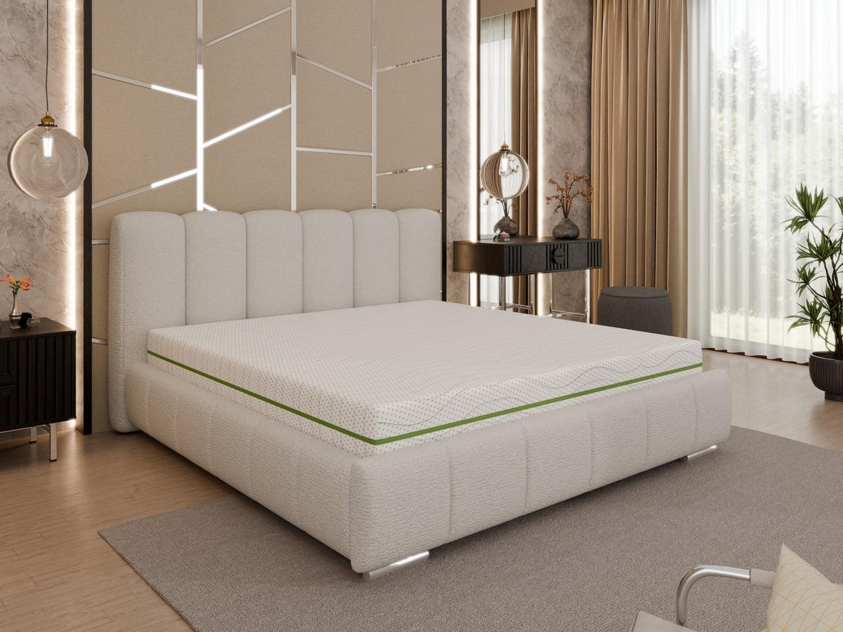 POLSTERBETT Zaira 180x200cm – Elegantes Polsterbett für modernen Wohnstil , ZONIERTE MULTI-TASCHEN-FEDERKERN (24cm), cappuccino - Cappuccino, Holz (160/200cm) - Homesy