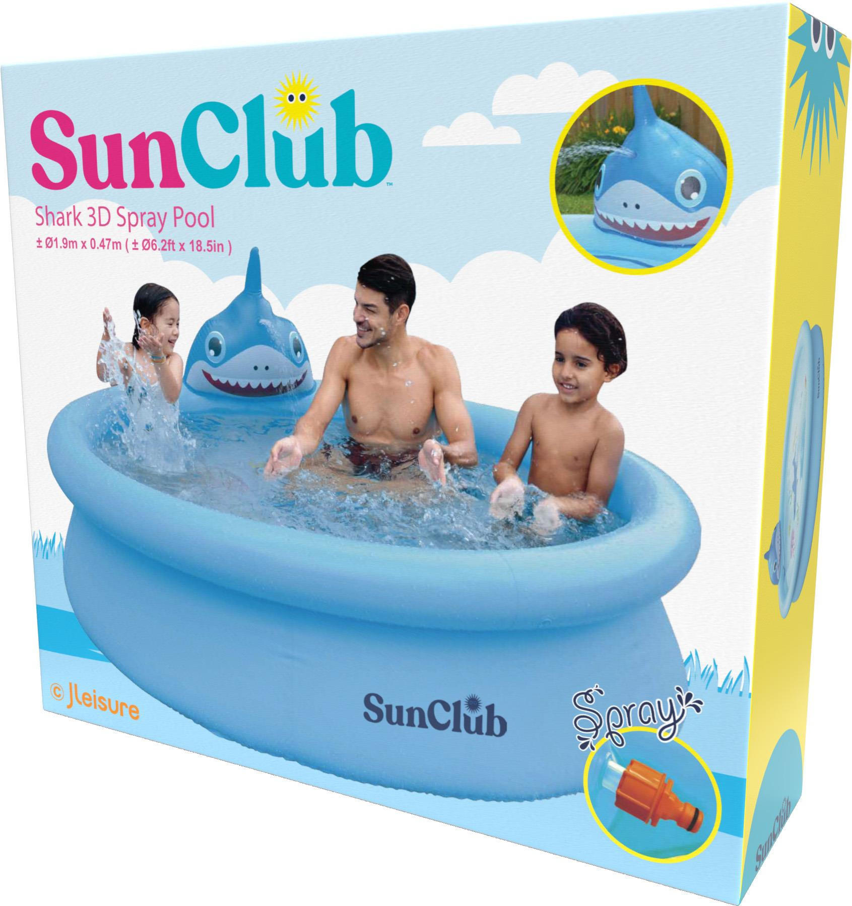 PLANSCHBECKEN Aufstellpool Pool rund 190 x 47 cm 3D wassersprühender Hai - Blau, Kunststoff (190/190/47cm) - Avenli