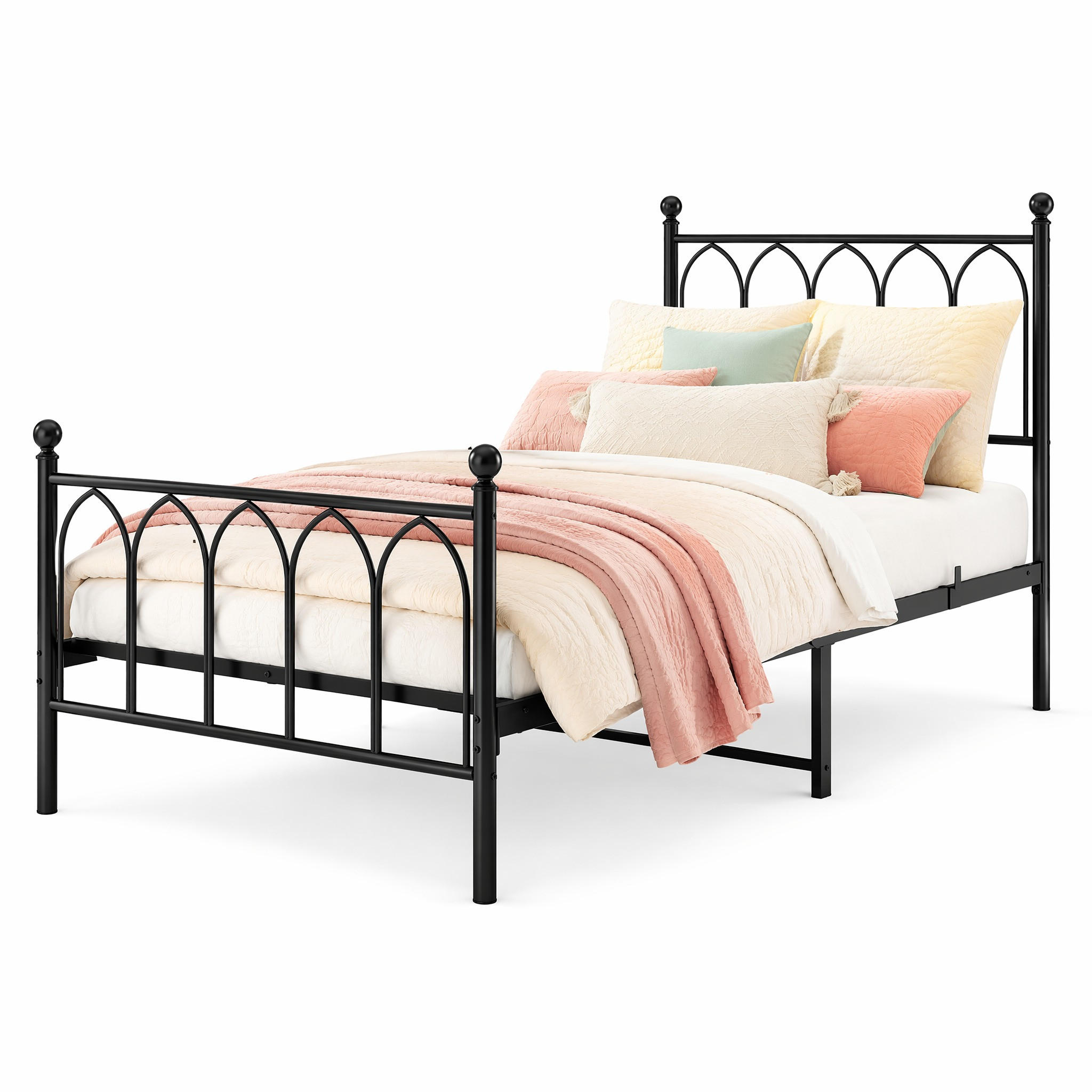 METALLBETT 90/200 cm aus Metall in Schwarz mit Lattenrost und Stauraum - Schwarz, Metall (90/200cm) - OKMYHOME