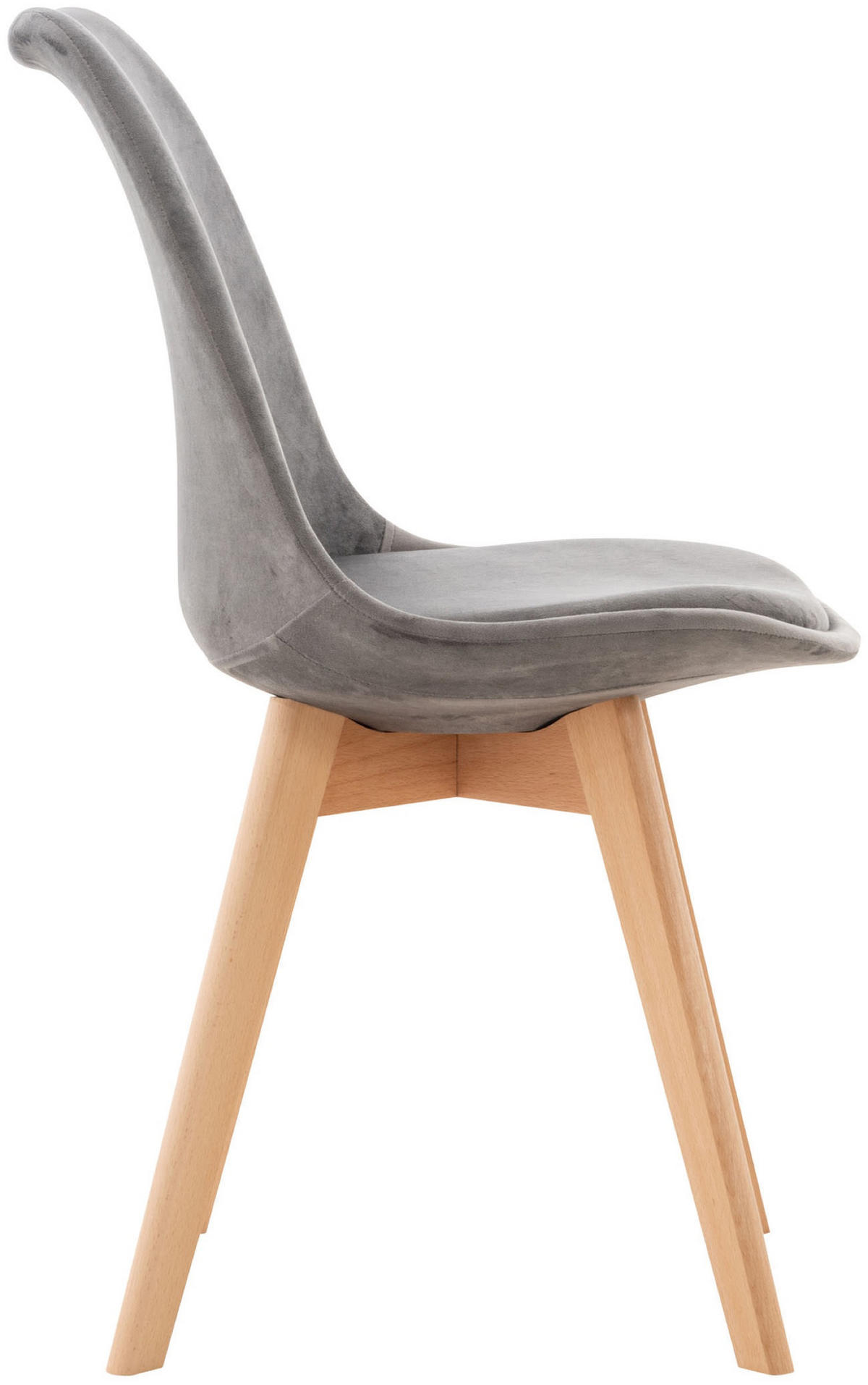 ESSZIMMERSTUHL Lines, Samt grau - Naturfarben/Grau, Holz/Textil (49/83/50cm) - TPFLiving