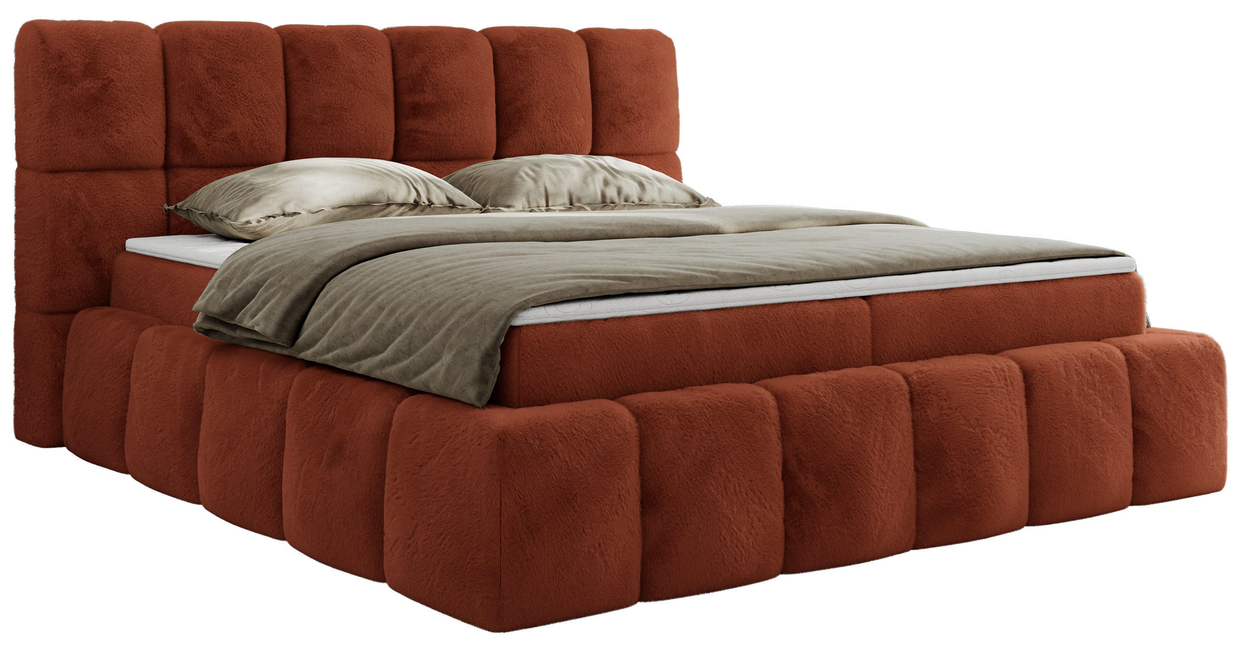 BOXBETT NIRA 200/200 - Orange Plüsch - H4 - Orange, Holz/Textil (200/200cm) - MKS