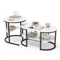 COUCHTISCH 2er SET, Weiß/Schwarz - Schwarz/Weiß, Metall (80/46/41cm)