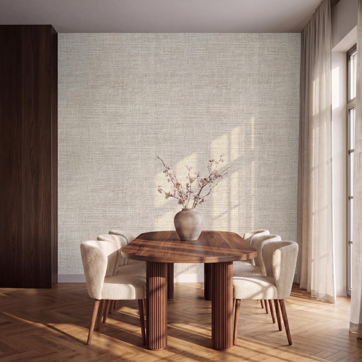TAPETE - Leinen - Textur - Beige - 300x300 cm - Creme, Papier (300/300cm) - OnlyWow
