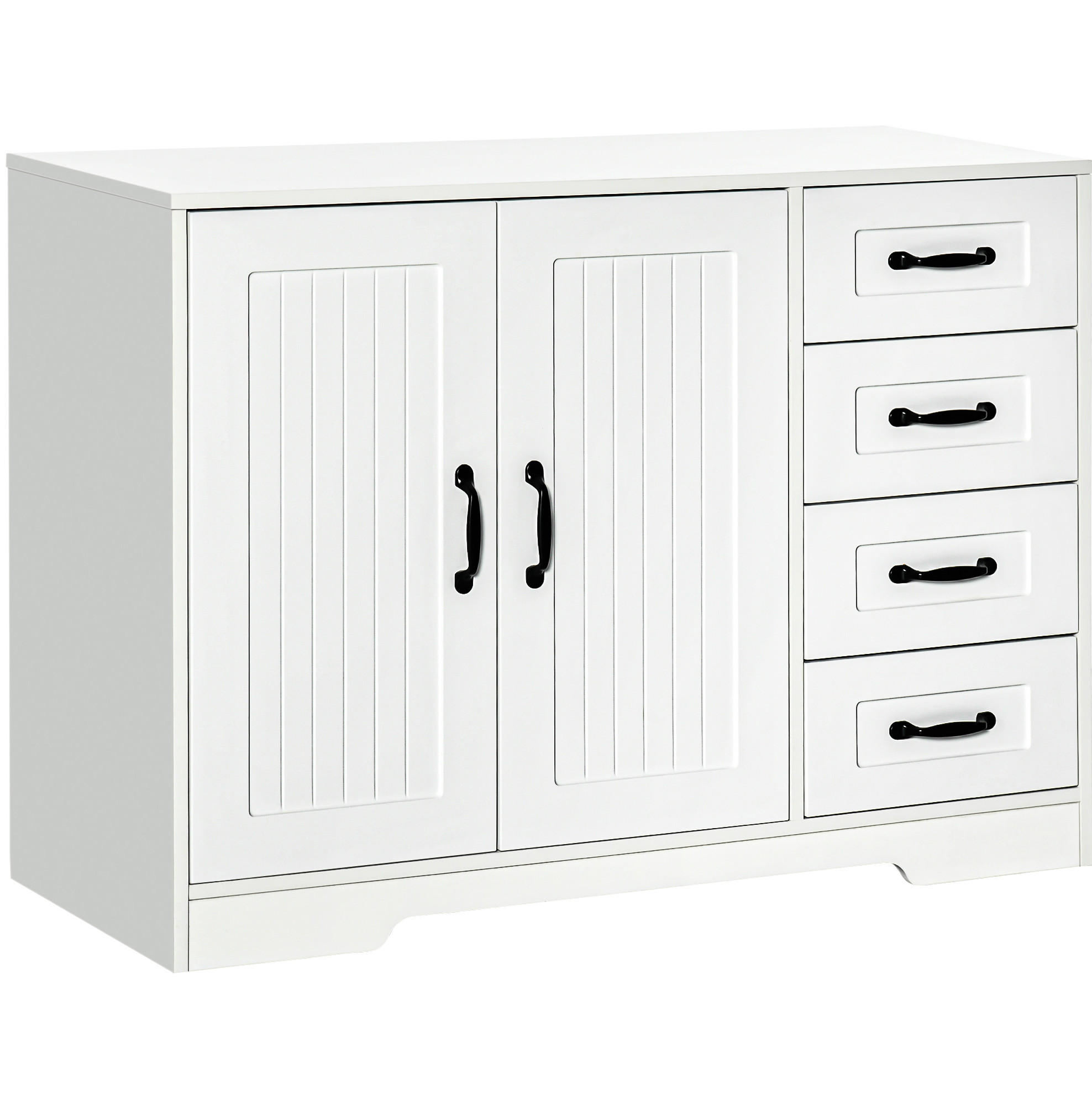 SIDEBOARD 105/40/76 cm mit 4 Schubladen und 2 Türen in Weiß - Weiß, Holzwerkstoff (105/76/40cm) - BEAOK