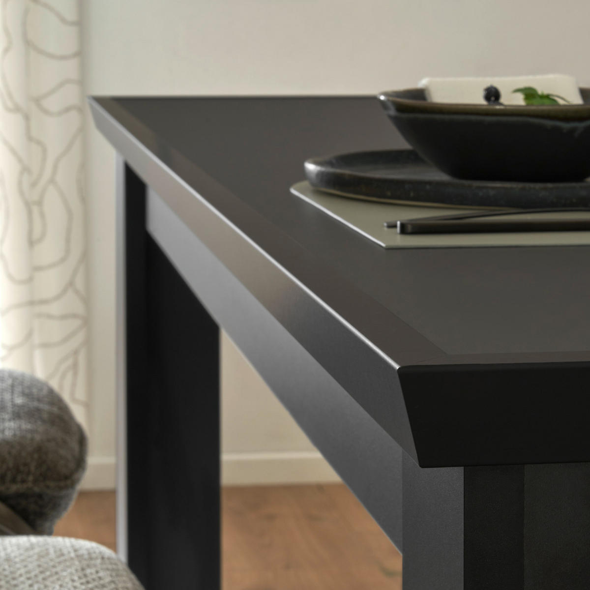 ESSTISCH schwarz matt 180 x 90 cm, Esszimmer Tisch Landhaus-Stil - Schwarz, Holzwerkstoff/Metall (180/77/90cm) - Furn.Design