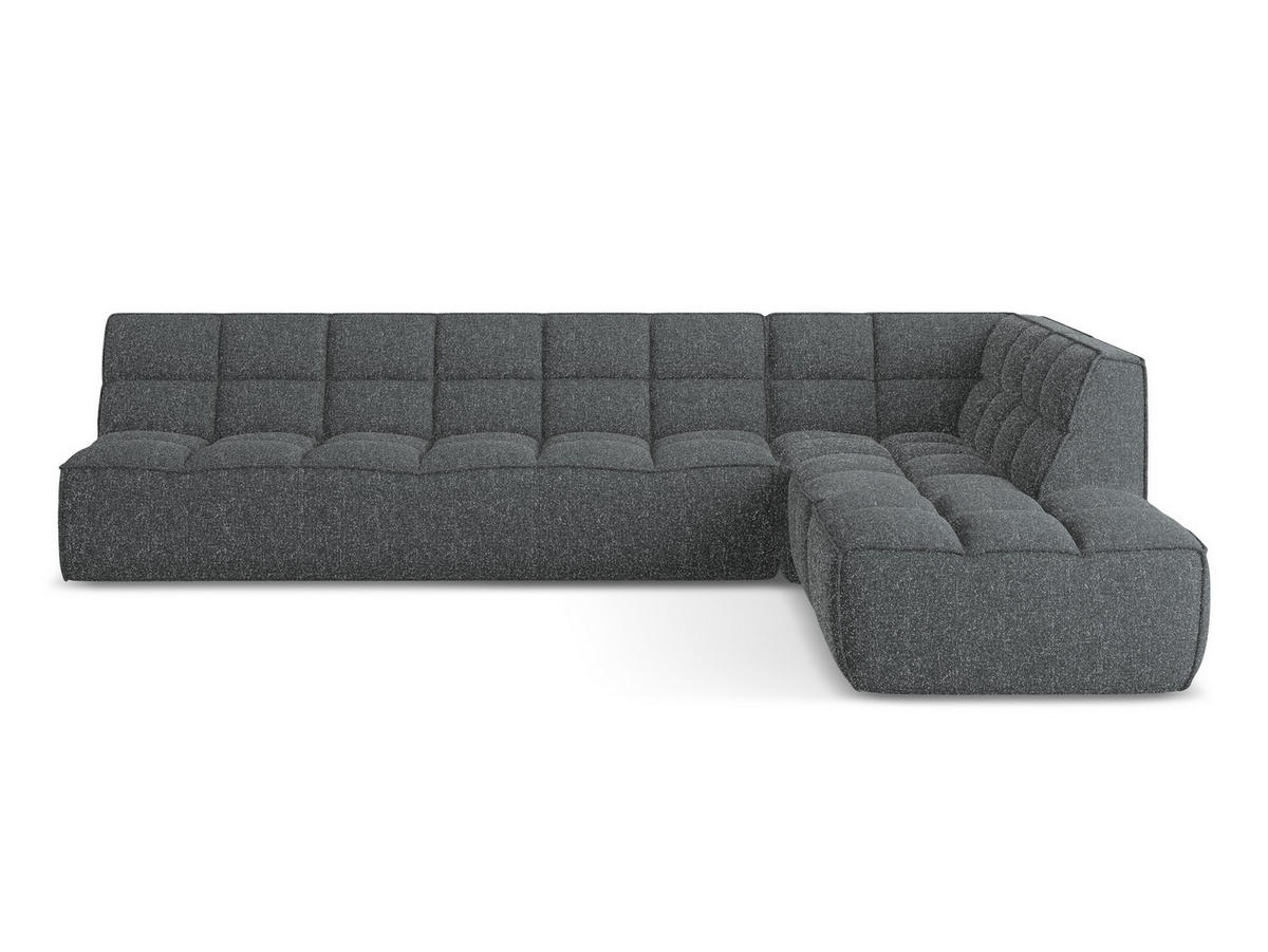 ECKSOFA Beidseitig Strukturstoff Stoff Grau - Schwarz/Graphitfarben, Kunststoff/Textil (308/258cm) - Makamii