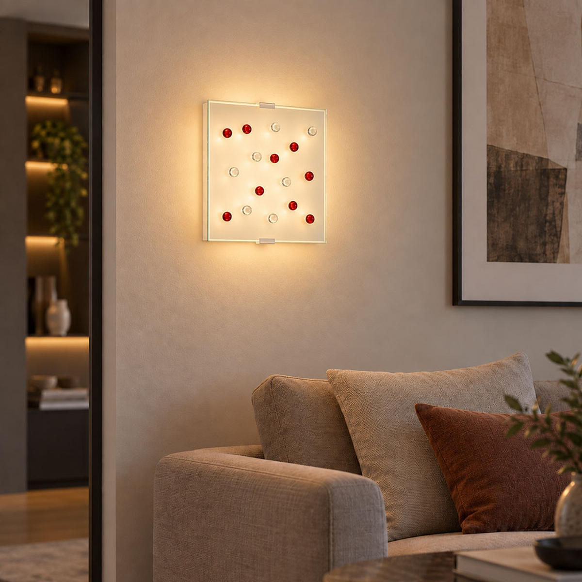 LED DECKENLEUCHTE Santiago Glas Weiß - Weiß, Glas (29/29/6.5cm)
