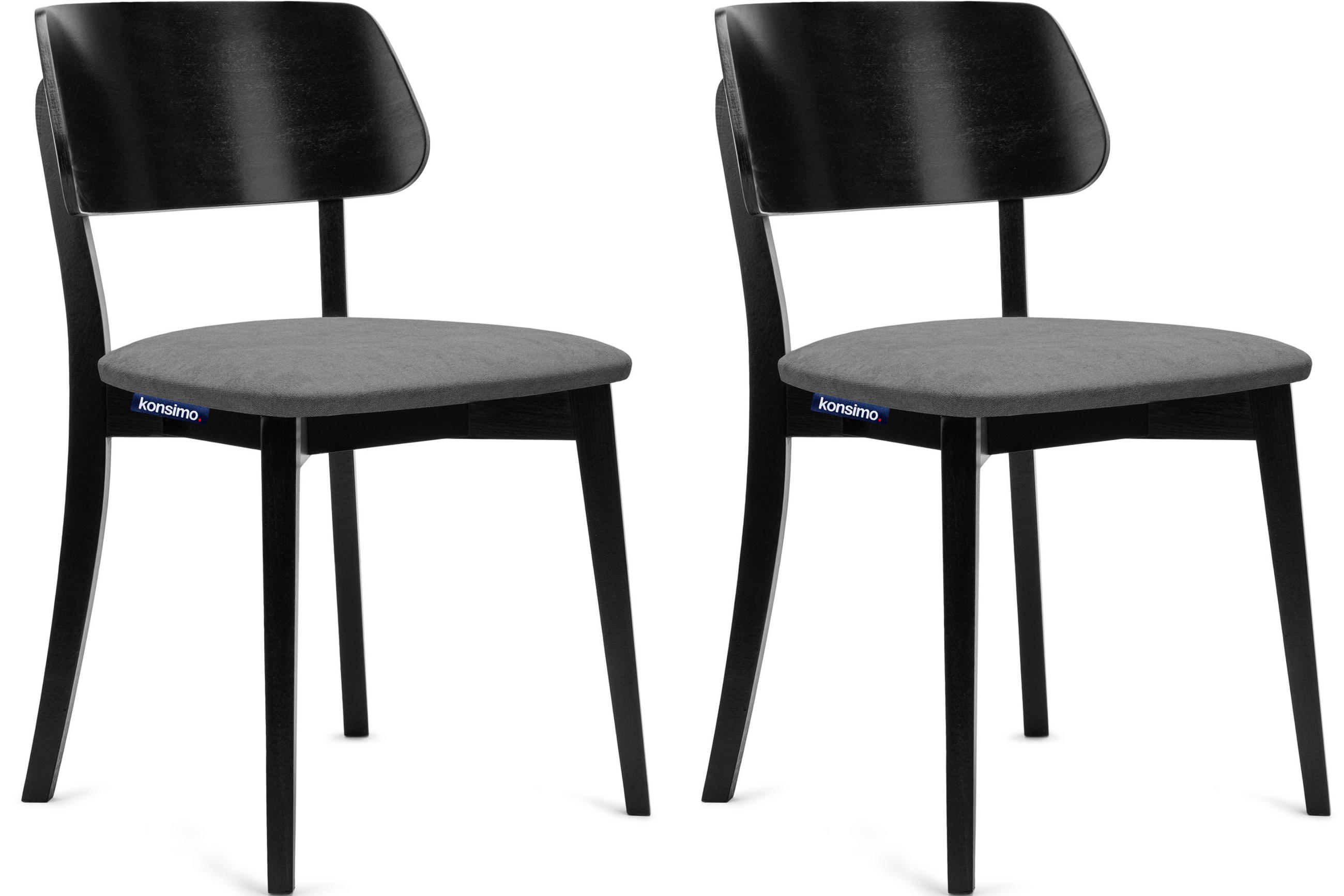 ESSZIMMERSTÜHLE VINIS (2er-Set), grau / schwarz - Schwarz/Grau, Holz/Buchenholz (47/81/45cm) - KONSIMO®