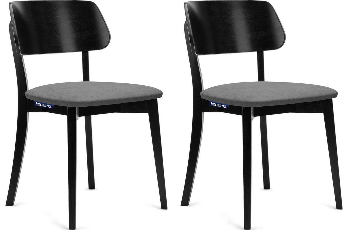 ESSZIMMERSTÜHLE VINIS (2er-Set), grau / schwarz - Schwarz/Grau, Holz/Buchenholz (47/81/45cm) - KONSIMO®