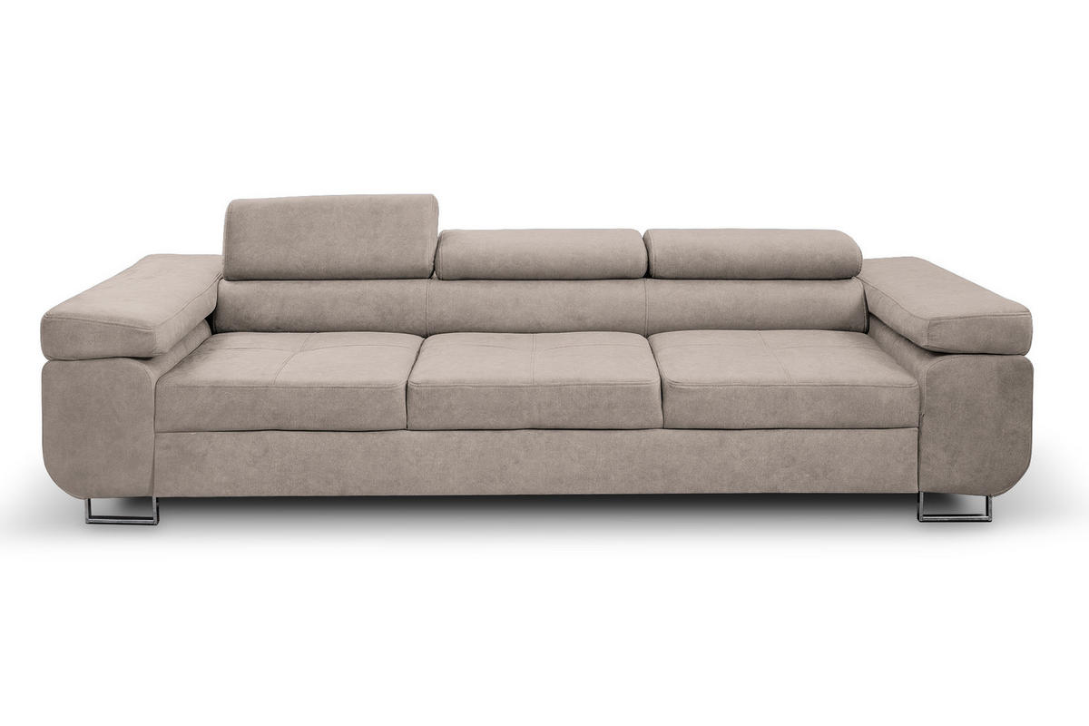 SOFA Marlene II 274 x 97 cm, mit verstellbaren Kopfstützen Schlaffunktion Wohnzimmersofa 3 Sitzer, beige - Beige, Kunststoff (274/87/97cm) - Margaret Hadas24