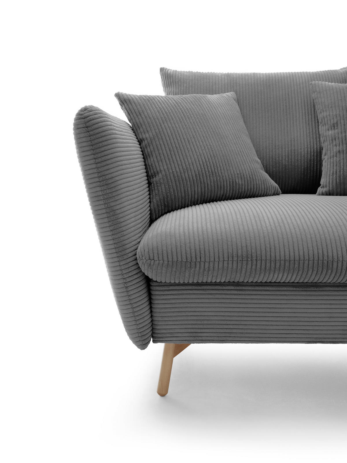 ECKSOFA Savona L-Form 260 cm, Cordstoff, Rechts, Grau - Grau, Holz (167/258cm) - Emporius