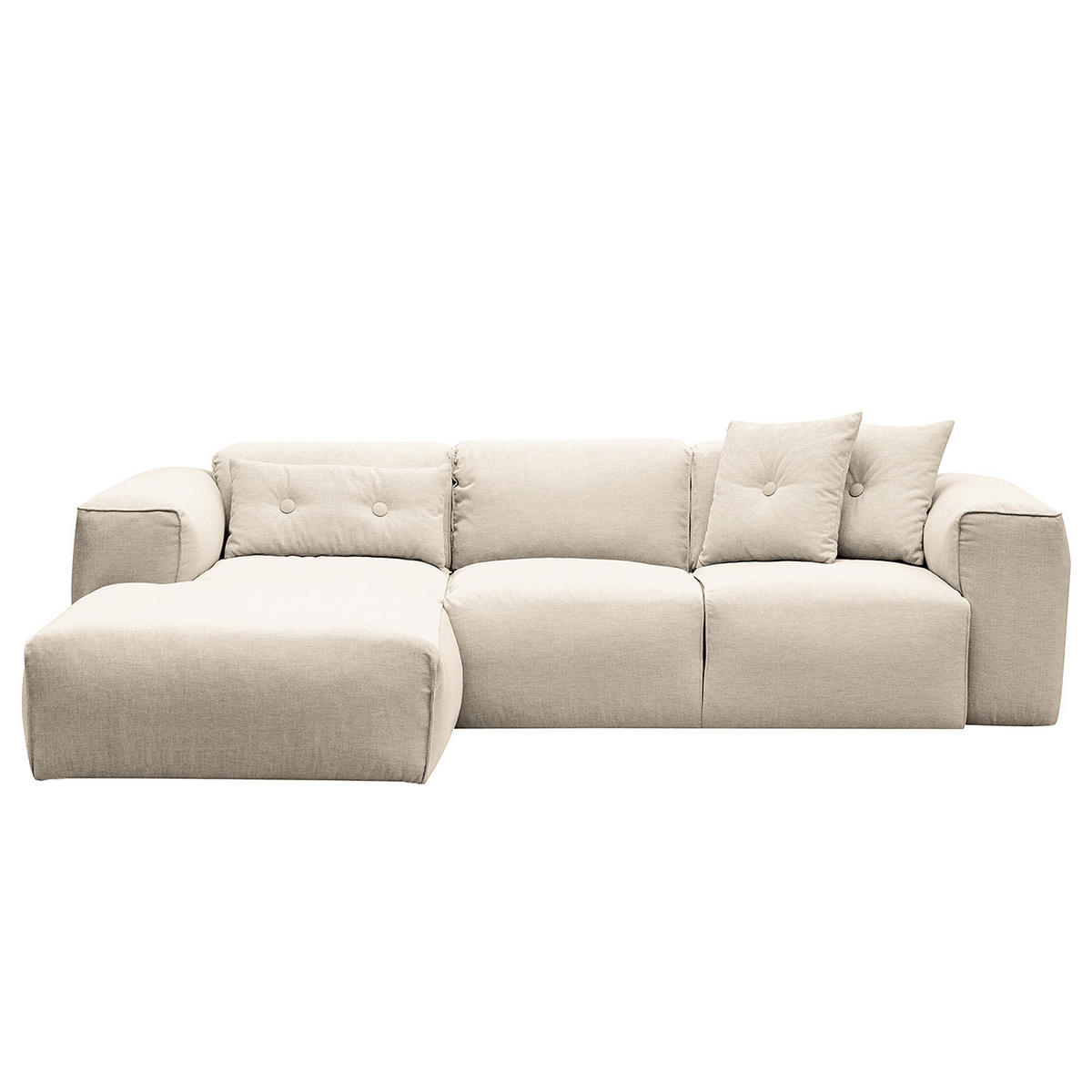 3-SITZER ECKSOFA mit Longchair - Beige/Schwarz, Kunststoff/Textil (251/173cm) - home24