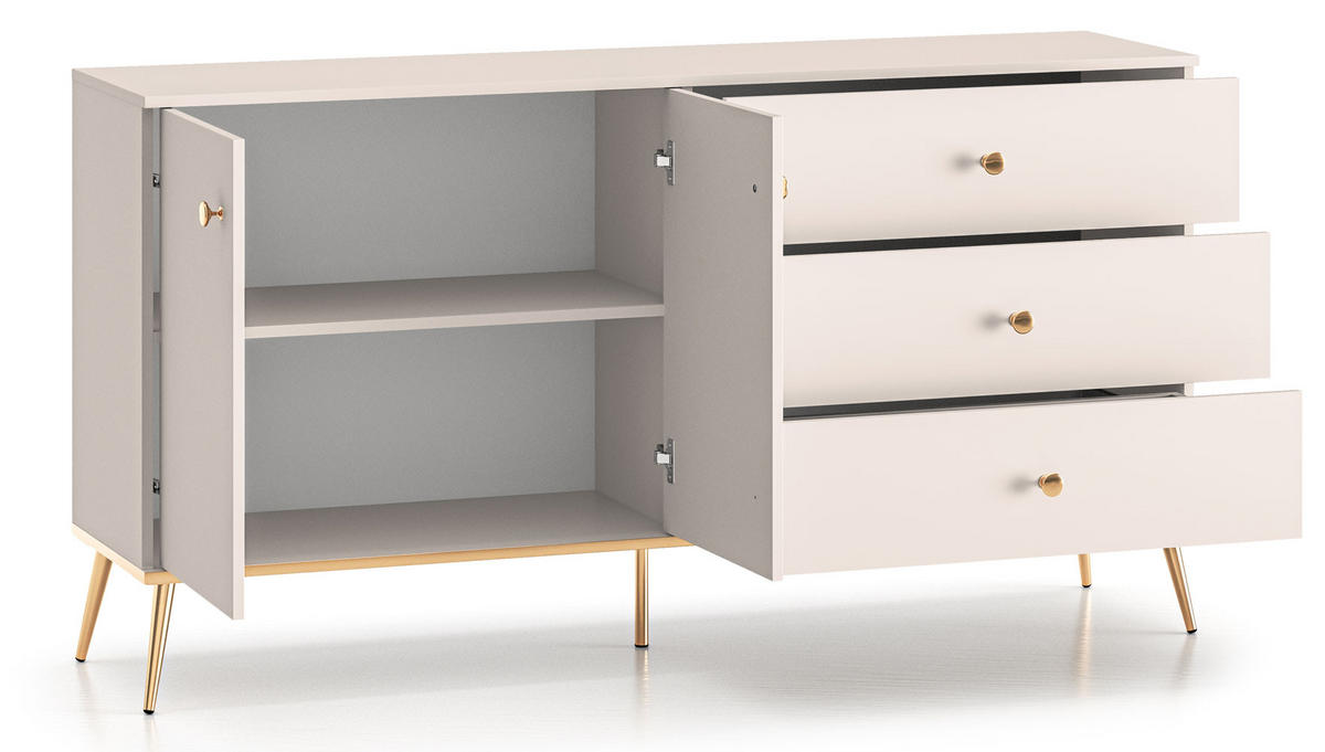 KOMMODE Selgin Kaschmir / Gold 160 / 40 / 85cm - Kaschmir/Goldfarben, Holz/Holzwerkstoff (160/85/40cm) - Feldmann-Wohnen