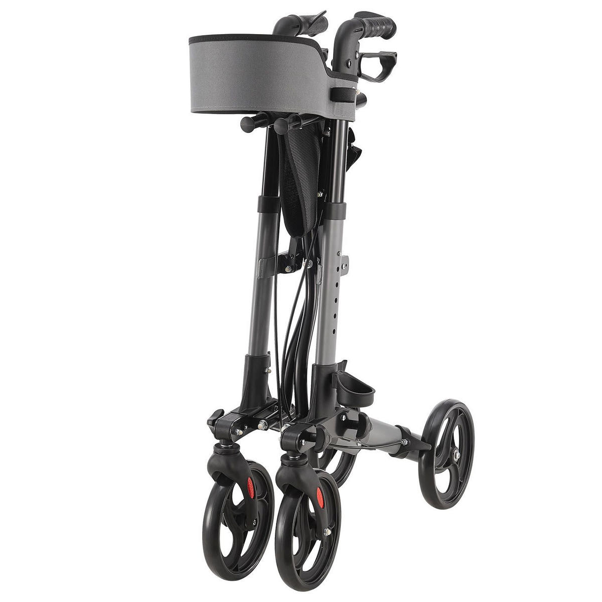 ROLLATOR Vital grau klappbar mit Sitzfläche & Einkaufstasche - Grau, Metall (63/80/68cm) - Juskys