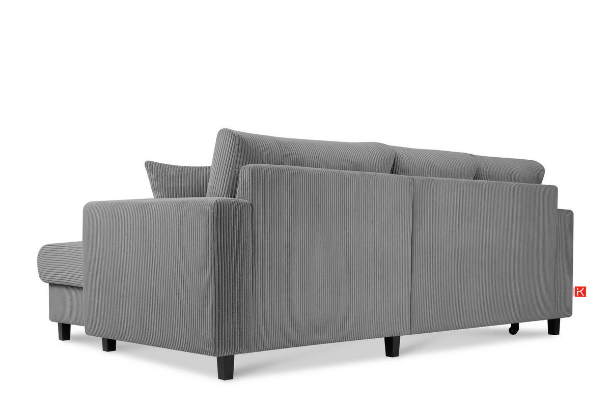 ECKSCHLAFSOFA EGRET Rechts mit Bettkasten, Cord-Stoff, dunkelgrau - Dunkelgrau, Textil (234/90cm) - KONSIMO®