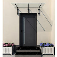 GLASVORDACH 230x90 cm Sicherheitsglas Edelstahl Klarglas L-Schwarz - Transparent, Glas (230/1.31/90cm) -  Glaswerk Westfalen