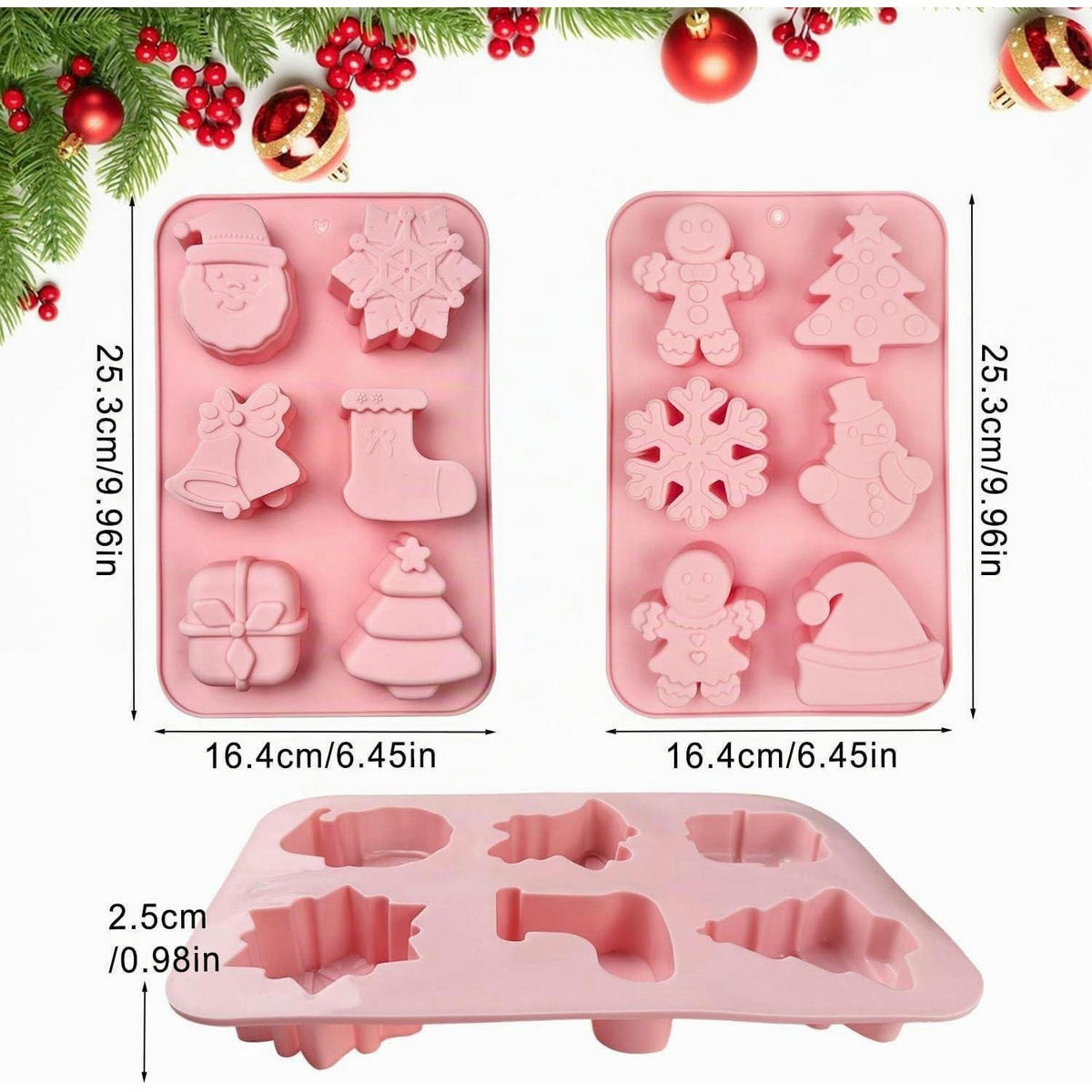 SILIKONFORM 2-teiliges Set Weihnachten - Rosa, Kunststoff