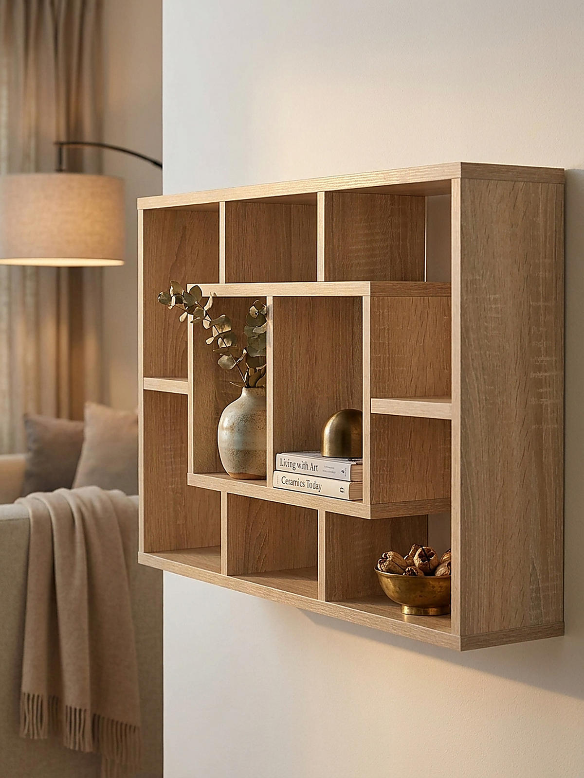 WANDREGAL RUR MDF Melaminbeschichtet Modern, Beige 85x16x48 cm - Beige, Holz (85/48/16cm) - KADIMA DESIGN