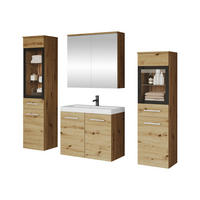BADMÖBEL-SET Madrit II - Silberfarben/Eiche Artisan, Holzwerkstoff/Kunststoff (132/132/30cm) - MIRJAN24