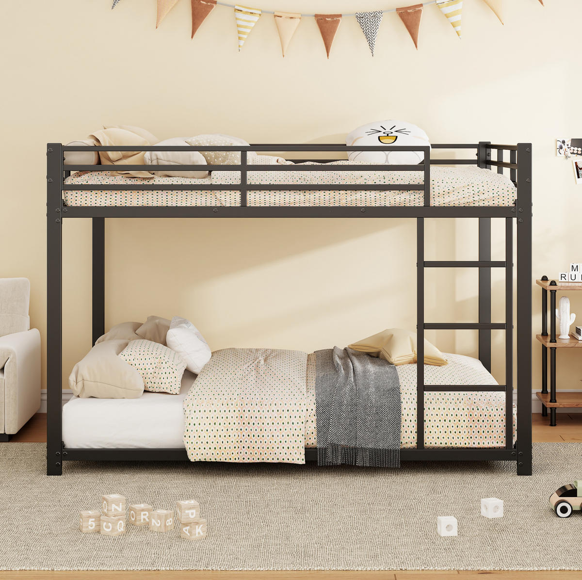 ETAGENBETT 140/200 cm aus Metall in Schwarz – platzsparend und stabil - Schwarz, Metall (140/200cm) - Flora Grace