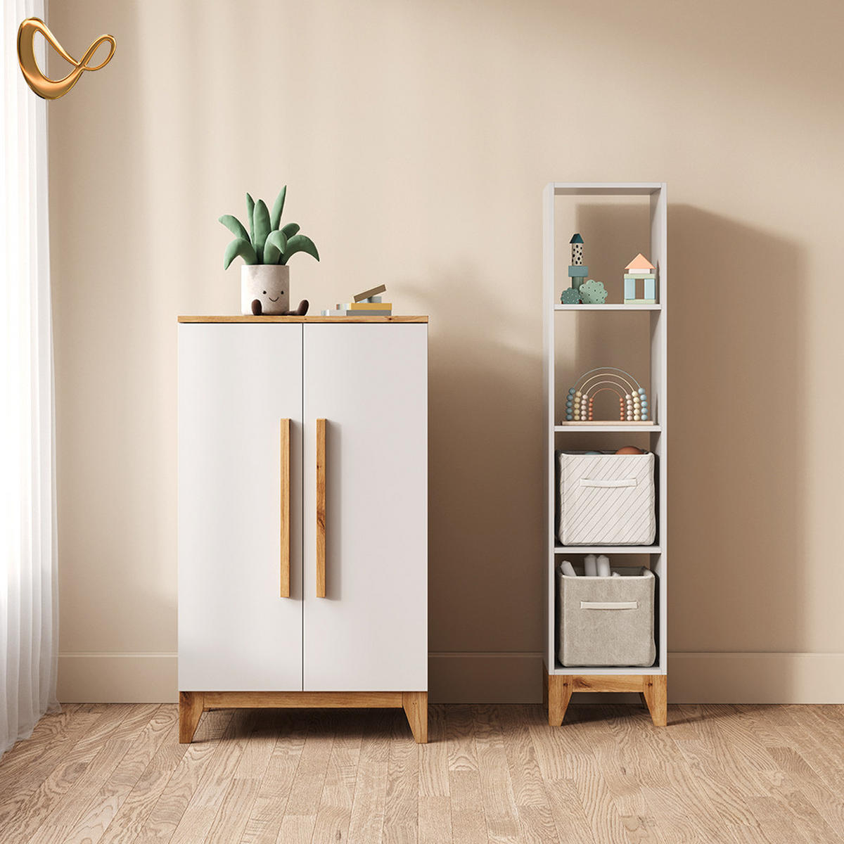 KINDERKLEIDERSCHRANK Mailo Weiß/Artisan 70 x 120 cm - Weiß/Eiche Artisan, Holzwerkstoff (70/120/53.4cm) - Livinity®