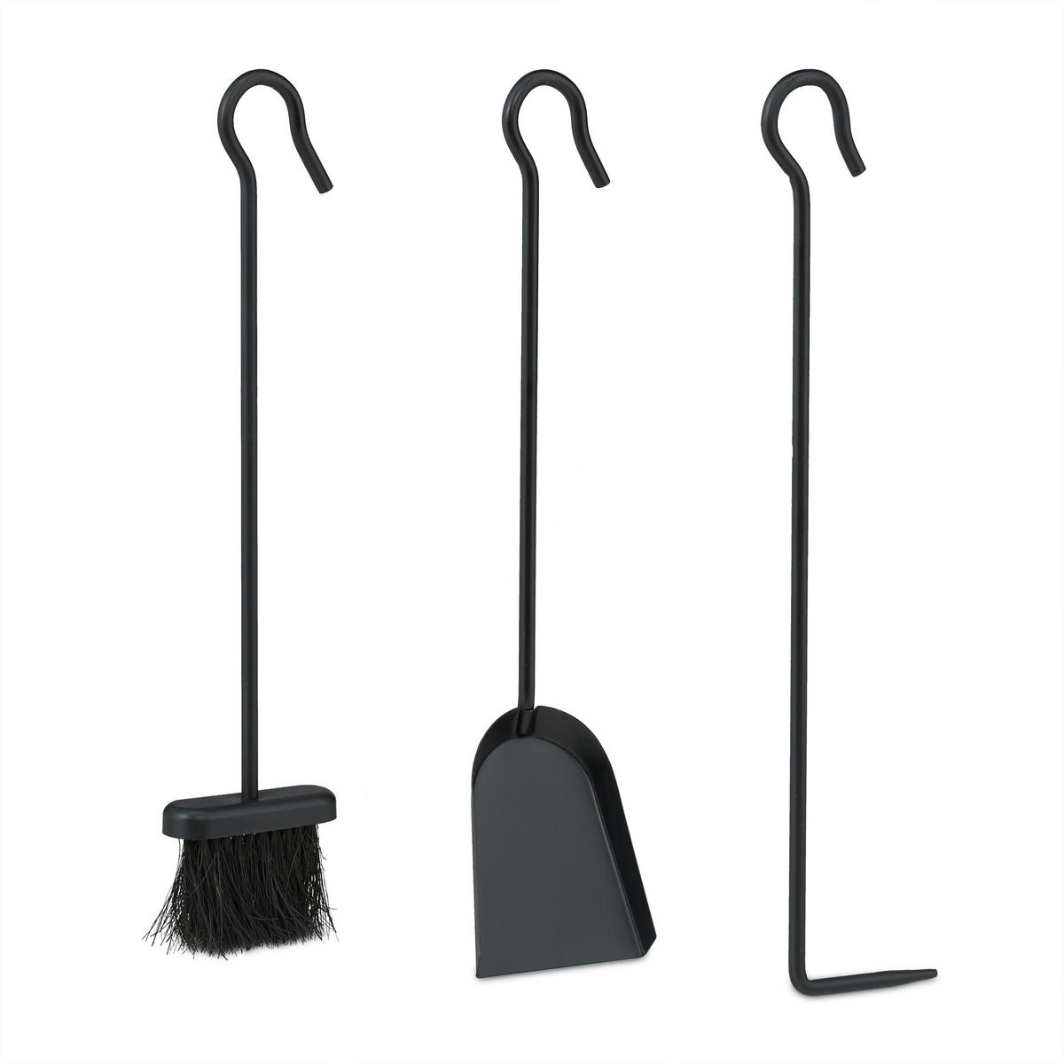 KAMINBESTECK - Schwarz, Metall (21/73/21cm) - Relaxdays